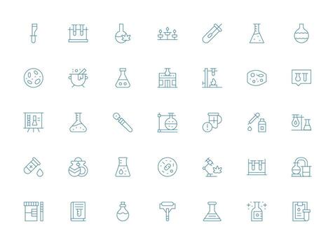 35 íconos para experimentar en ligero línea formato mínimo icono paquete vector