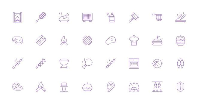 Thin Line Icons from Grill Set with 32 Vectors Icon Pack for UI