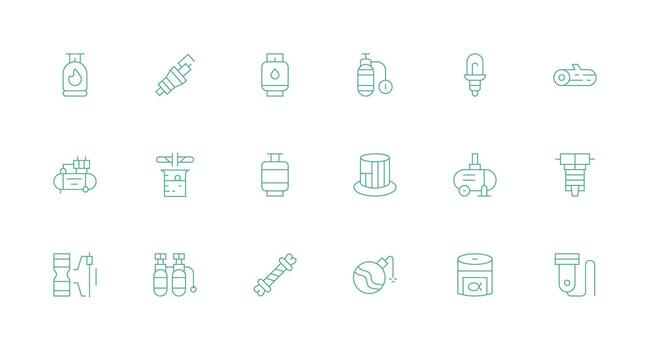 Cylinder Visual Pack containing 18 Minimal Line Icons Clear and Concise Icon Set Collection vector