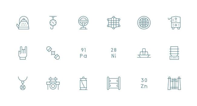 18 Icons for Metal in Minimal Line Format Simple Icons for Interface and Wireframes vector