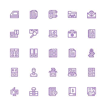 25 íconos para registros en medio carrera contorno formato claro y conciso icono conjunto colección vector