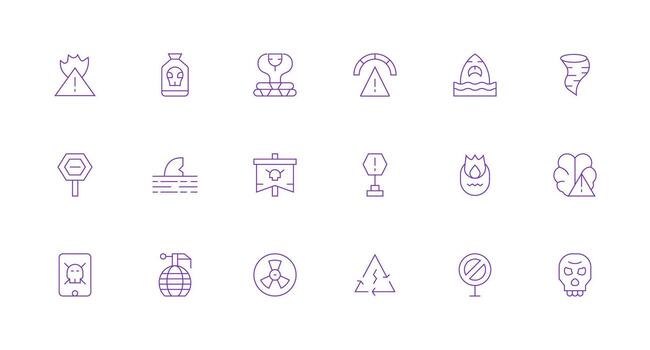 18 Minimal Line Vectors for Danger Sign Theme Customizable Icon Series for Mobile Screens
