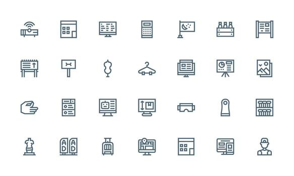 Display Set with 28 Bold Line Icons Scalable Icons for All Themes vector