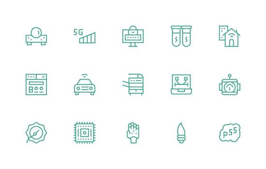15 Icons for Technology in Regular Line Format Icon Pack for Various Themes vector