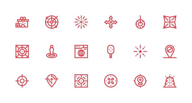 Center Design Icons featuring 18 in Strong Stroke Line Style Clean Set for Layout Prototypes vector