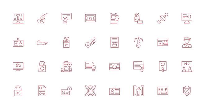 32 Icons for Authorization in Thin Line Format Creative Icon Set vector