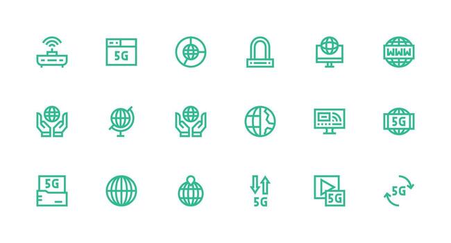 18 fuerte carrera línea íconos para Internet acceso gráficos interfaz icono colección vector