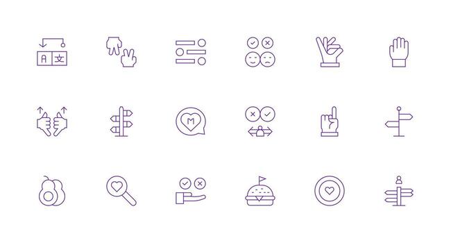 elección diseño íconos presentando 18 en mínimo línea estilo agudo íconos para presentaciones vector