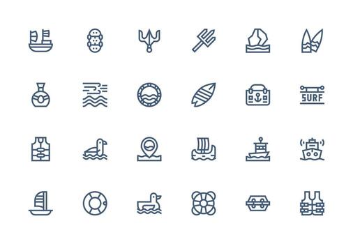 24 Icons for Nautical in Thick Line Line Format Neutral Style Icons for Any Project vector