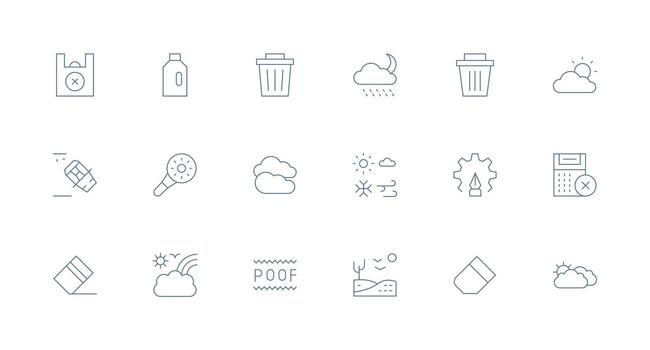 Clear Icon Set with 18 Minimal Line Graphics Flat Icon Set vector