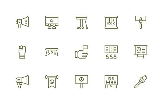 regular línea estilo demostración íconos con 15 vectores flexible icono sistema para web interfaces