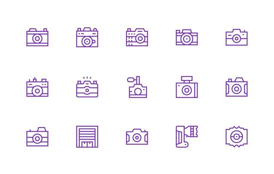 15 Regular Line Vectors for Shutter Theme Professional Icon Pack for Development Work