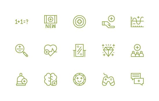 15 Regular Line Icons for Plus Graphics Multi-Style Icons for Creative Projects vector