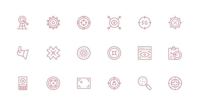 Focus Design Icons featuring 18 in Minimal Line Style Minimal Icon Set for Interface Projects vector