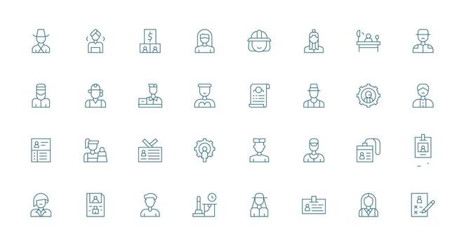 32 Thin Line Vectors for Employee Theme Interface Icon Collection for Daily Projects
