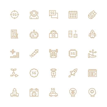 Medium Stroke Outline Style Future Icons with 25 Vectors Complete Icon Bundle for Web Design