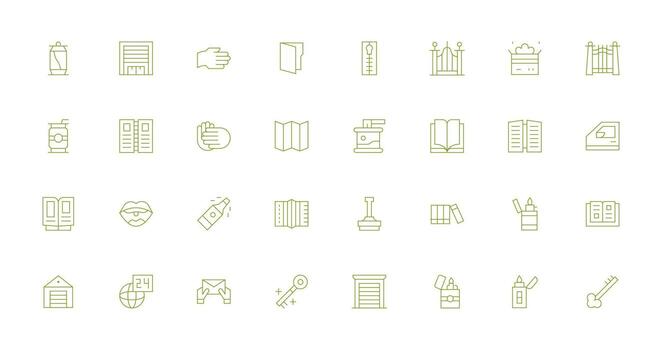 32 Thin Line Style Icons from Open Collection Light Icon Series vector