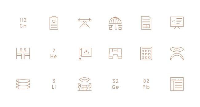 mínimo línea íconos desde mesa conjunto con 18 vectores universal icono paquete
