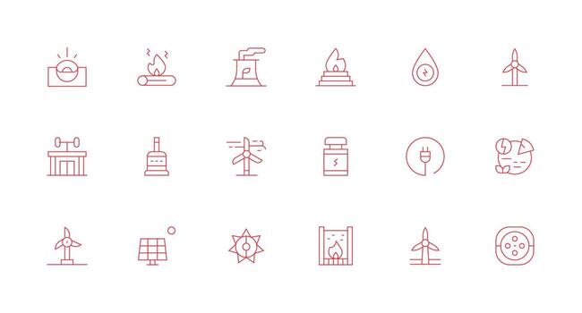 Minimal Line Icons from Energy Source Set with 18 Vectors Essential Icon Set for Teams