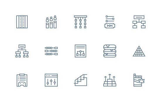 niveles presentando 15 íconos en regular línea diseño esencial icono conjunto para equipos vector