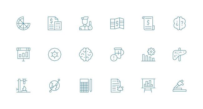 Analysis Visual Pack containing 18 Minimal Line Icons Core Icon Collection for Daily Tasks vector