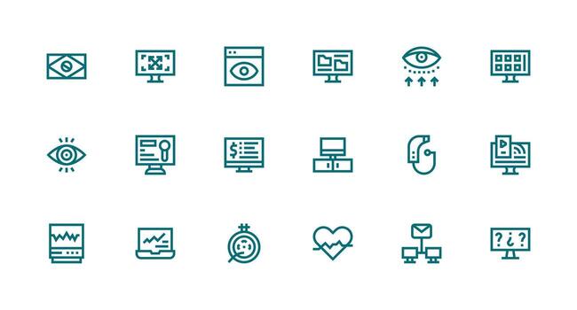 Strong Stroke Line Style Monitor Icons with 18 Vectors Interface Icon Collection for Daily Projects