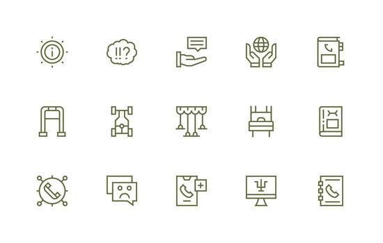 apoyo visual paquete conteniendo 15 regular línea íconos multi-estilo íconos para creativo proyectos vector