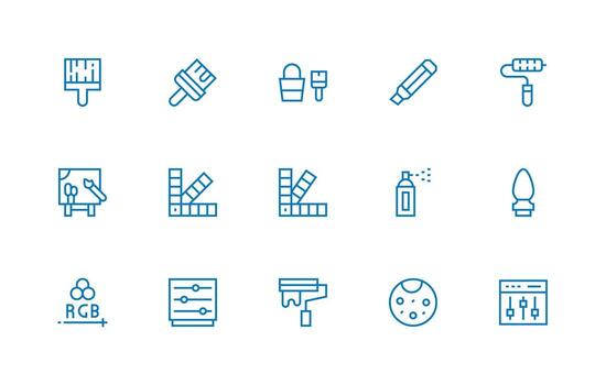 Color featuring 15 Icons in Regular Line Design Clear and Concise Icon Set Collection vector