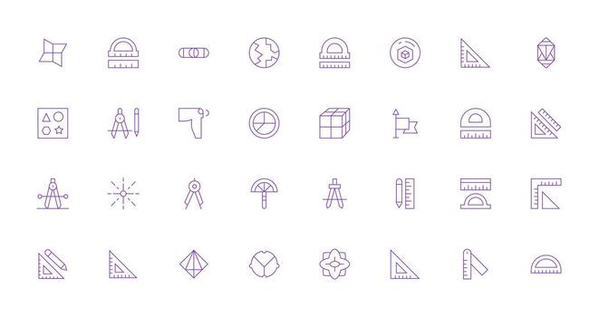 Geometry Icon Set with 32 Thin Line Graphics Reliable Icons for All Interfaces vector