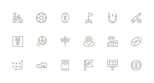 Field including 18 Minimal Line Illustrations UI-Ready Icon Collection vector