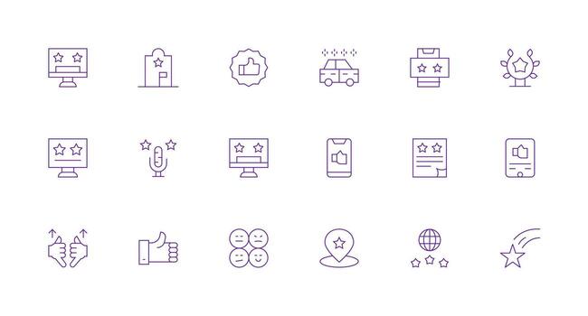 18 Icons for Rating in Minimal Line Format Compact Icon Pack vector
