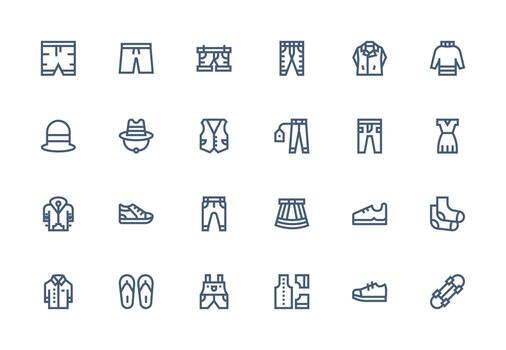 Casual Design Icons featuring 24 in Thick Line Line Style Clear and Concise Icon Set Collection vector