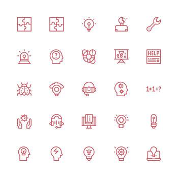 medio carrera contorno íconos desde problema resolviendo conjunto con 25 vectores compacto icono conjunto