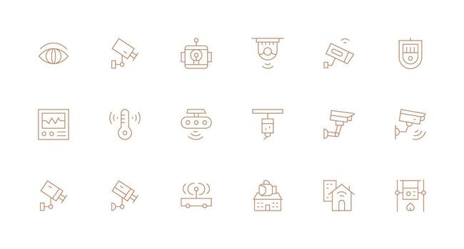 18 Icons for Monitoring System in Minimal Line Format Essential Icons for Rapid UI Building vector