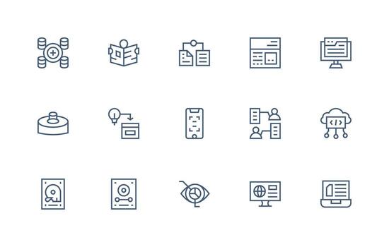 Information Technology including 15 Regular Line Illustrations Reliable Icons for All Interfaces vector