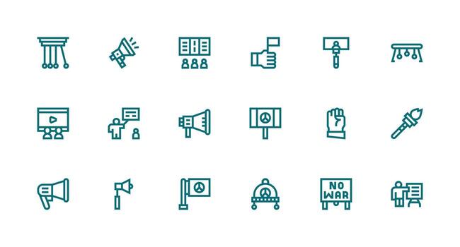 demostración icono conjunto con 18 fuerte carrera línea gráficos inteligente icono colección vector