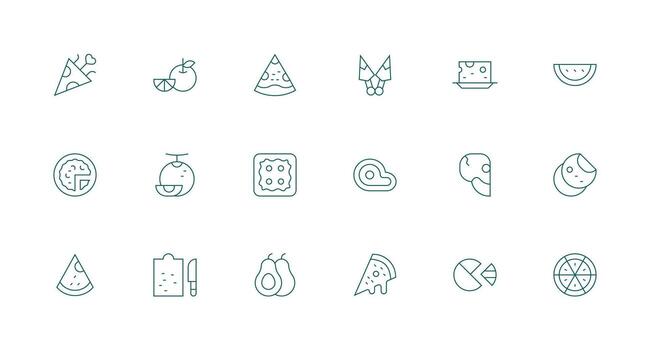 Minimal Line Style Slice Icons with 18 Vectors Icon Pack for UI