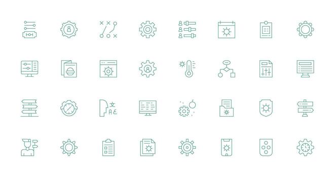 Options Icon Set with 32 Thin Line Graphics Icon Pack for UI vector