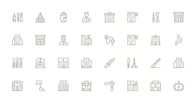 cirugía conjunto con 32 Delgado línea íconos bien estructurado íconos para creativo utilizar vector