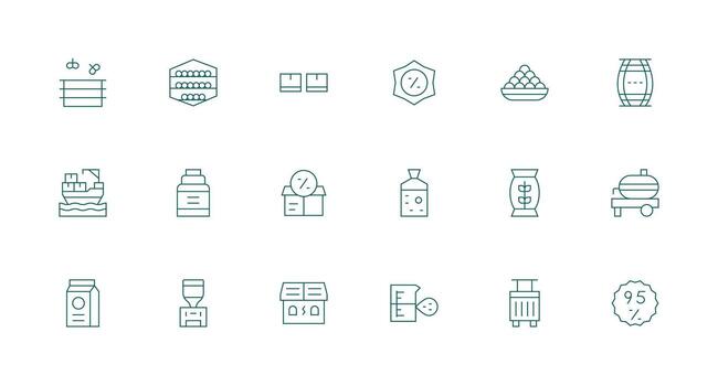 Bulk Icon Set with 18 Minimal Line Graphics Printable Icon Collection vector