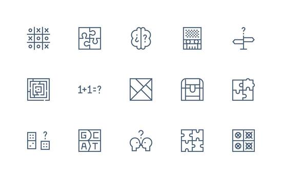 15 Icons for Puzzle in Regular Line Format Sharp Icons for Presentations vector