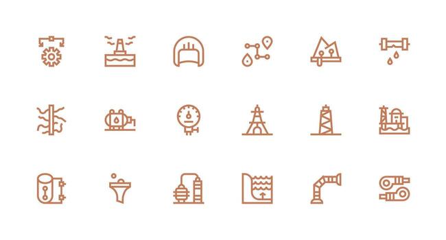 18 Pipeline Icons in Strong Stroke Line Aesthetic Responsive Icon Set for Flexible Layouts vector