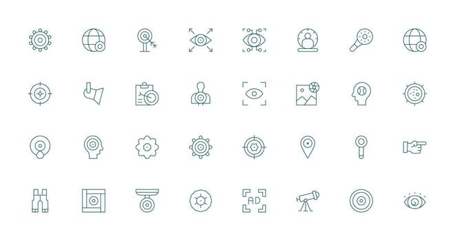 Focus Set with 32 Thin Line Icons Essential Icons for Rapid UI Building vector