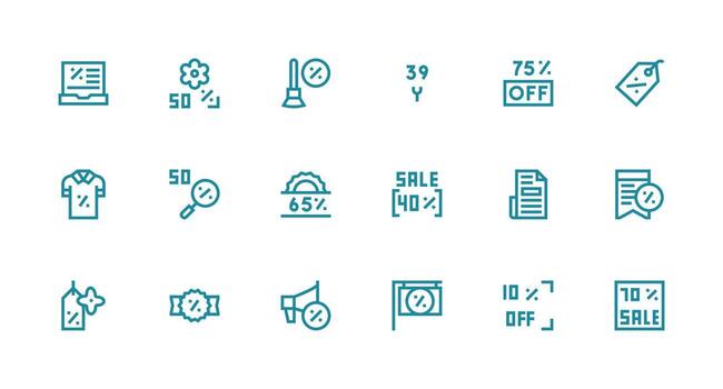 Strong Stroke Line Style Markdown Icons with 18 Vectors Neutral Style Icons for Any Project