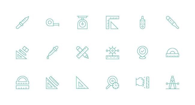 mínimo línea estilo preciso íconos con 18 vectores de múltiples fines icono conjunto