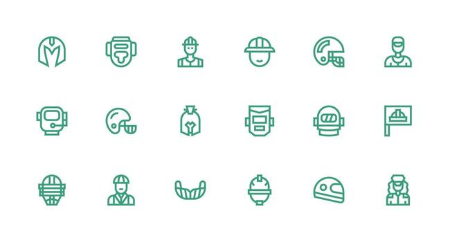 Strong Stroke Line Icons from Helmet Set with 18 Vectors Multi-Style Icons for Creative Projects
