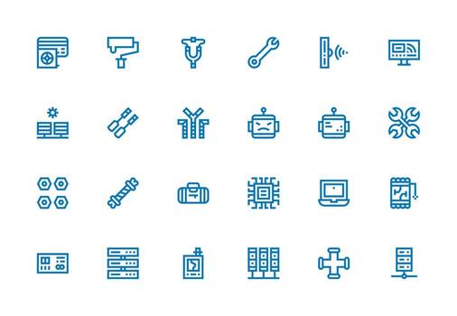 24 Icons for Hardware in Thick Line Line Format Multi-Style Icon Collection vector