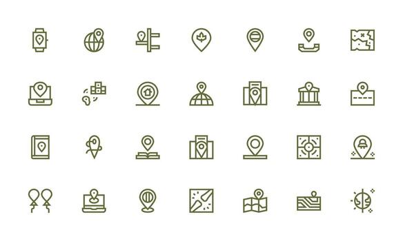 28 Bold Line Icons for Coordinates Graphics Reliable Icons for All Interfaces vector