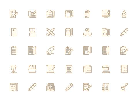 35 Regular Clean Line Icons for Writing Graphics Multi-Purpose Icon Pack for Templates vector