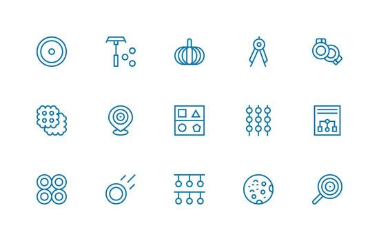 Circles Icon Set with 15 Regular Line Graphics App Icon Pack vector
